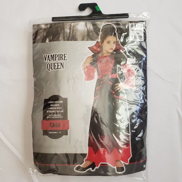 Costumes USA Vampire Queen Costume SZ Medium 8-10 Red Black - Picture 2 of 8